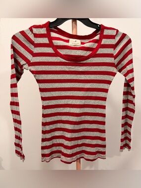 Red & Gray Stripe Long Sleeve Tee by Free People